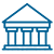 Blue courthouse icon with four columns.