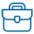Blue briefcase icon with a lock in center.